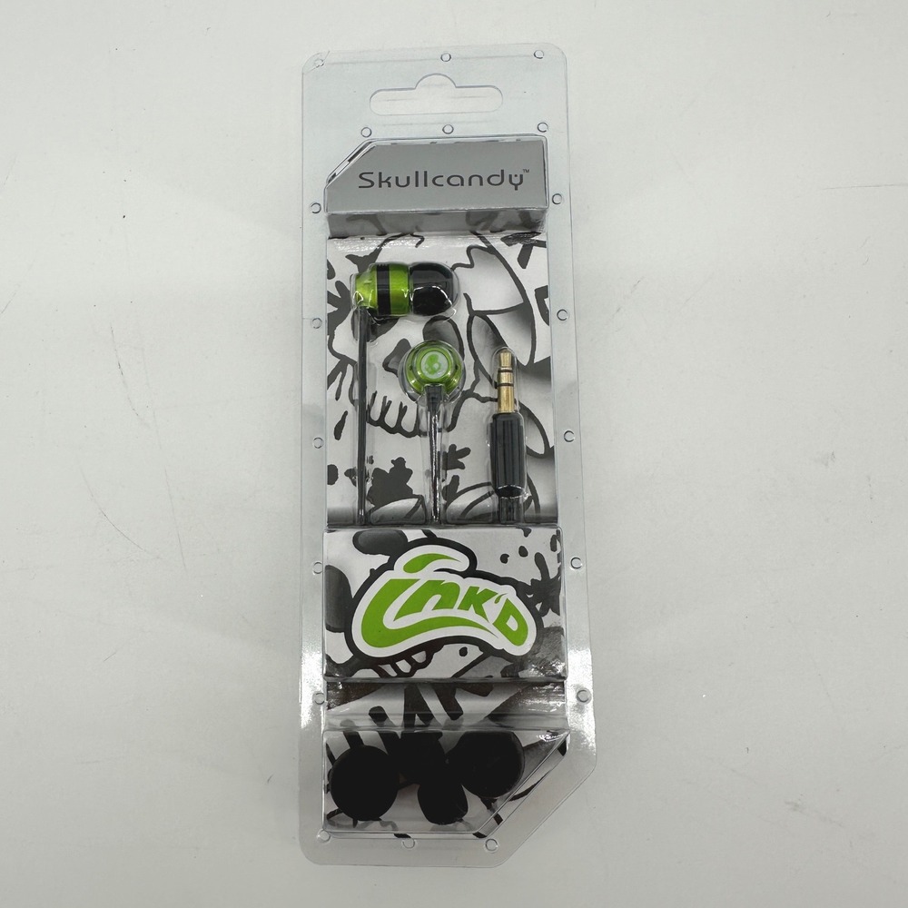Skullcandy Ink'd Wired Earbuds Lime Green Black In-Ear Headphones S2INBL-08 NEW